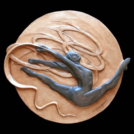 Olimpiadi, ginnastica ritmica - terracotta patinata, cm 46x43 - 2016